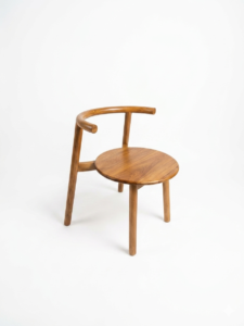 Male minimalist solid teak wood dining chair with curved backrest for hotel projects by IKITEAK
