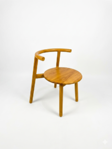 Male minimalist solid teak wood dining chair with curved backrest for hotel projects by IKITEAK