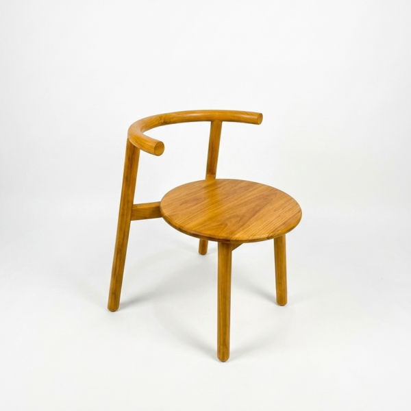Male minimalist solid teak wood dining chair with curved backrest for hotel projects by IKITEAK