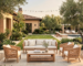 Commercial hotel furniture featuring premium rattan and teak outdoor lounge sofa set for US luxury resorts