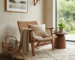 Woven teak lounge chair with rattan wicker back, handcrafted by an Indonesia furniture manufacturer exporter for hospitality and villa interiors